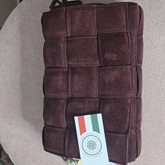 NWT VIOLA CASTELLANI Made In Italy Suede Woven Crossbody - Picture 3 of 4